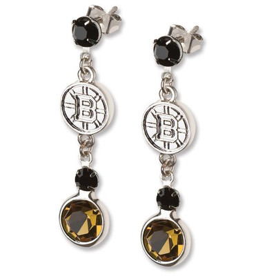 Logo Art BRI065ER-CR Boston Bruins BOSTON BRUINS CRYSTAL LOGO EARRINGS
