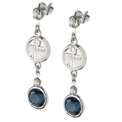 Logo Art OIL065ER-CR Edmonton Oilers EDMONTON OILERS CRYSTAL LOGO EARRINGS