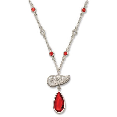Logo Art RWI065N-CR Detroit Red Wings DETROIT RED WINGS CRYSTAL LOGO NECKLACE