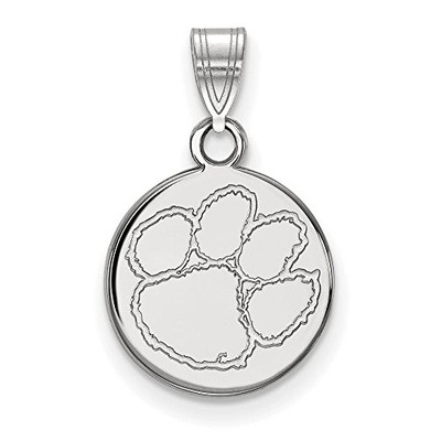 LogoArt SS037CU Sterling Silver LogoArt Clemson University Small Disc Pendant