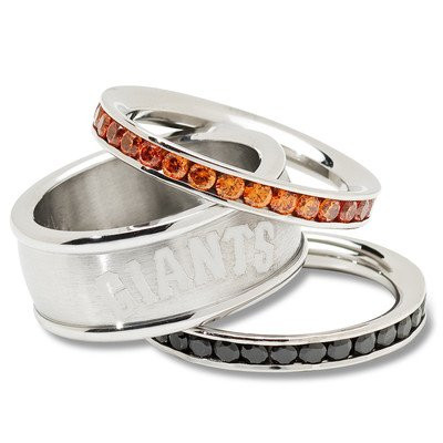 Logo Art GIT035CR-SZ7 San Francisco Giants SAN FRAN GIANTS TEAM LOGO CRYSTAL STACKED RING SET SZ7