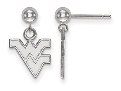 LogoArt SS010WVU Sterling Silver LogoArt West Virginia University Earrings Dangle Ball