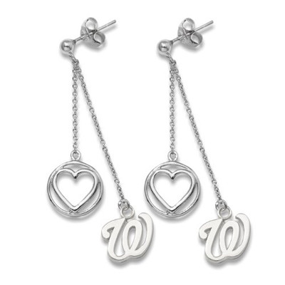 Logo Art NAT004BLERD-SS Washington Nationals S/S WASHINGTON NATIONALS "W" 1/2" BELOVED HEART EARRINGS