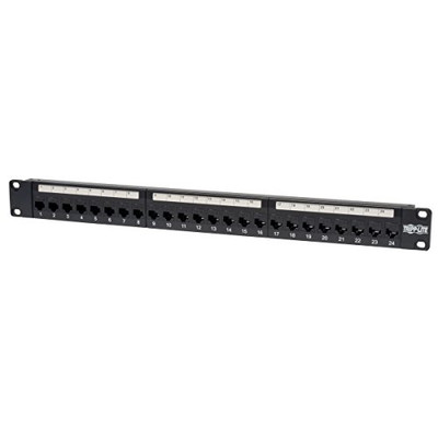 Tripp Lite N254-024 24-Port 1U Rack-Mount Shielded Patch Panel for Cat5e Cat6, STP, RJ45 Ethernet, Angled Ports (-SH-D).
