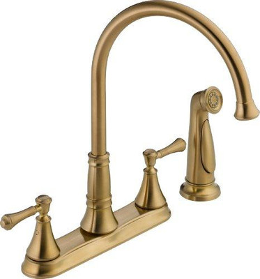 Delta 2497LF-CZ Faucet Cassidy, Two Handle Kitchen Faucet with Spray, Champagne Bronze