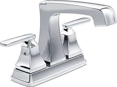Delta 2564-TP-DST  Ashlyn Two Lever Handle Centerset Bathroom Faucet with Plastic Pop-Up Drain, Chrome