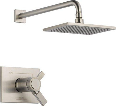 Delta T17T253-SS Faucet Vero 17T Series Dual-Function Shower Trim Kit with Single-Spray Touch-Clean Rain Shower Head, Stainless (Valve Not Included)