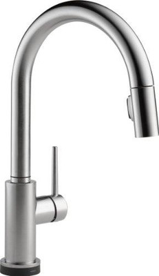 Delta 9159T-AR-DST Faucet Trinsic Single Handle Pull-Down Kitchen Faucet with Touch2O Technology and Magnetic Docking, Arctic Stainless