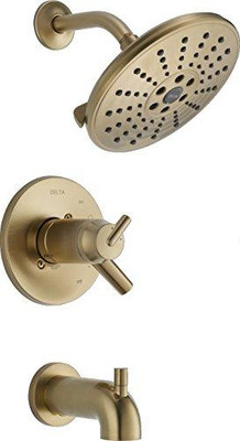 Delta T17T459-CZH2O Faucet Trinsic TempAssure 17T Series Tub & Shower Trim with H2Okinetic Technology, Champagne Bronze
