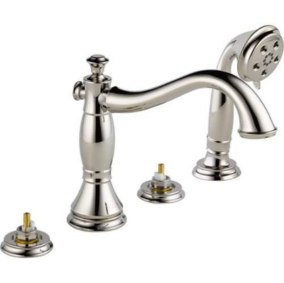 Delta T4797-PNLHP  Cassidy Roman Bathtub Faucet with Hand Shower Trim without Handles, Polished Nickel