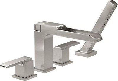 Delta T4768-SS Faucet Ara, Roman Tub Trim with Channel Spout and Hand Shower, Stainless