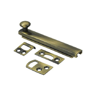 Deltana 4SBCS5 4 in. Heavy Duty Surface Bolt w Concealed Screw (Set of 10) (Antique Brass)