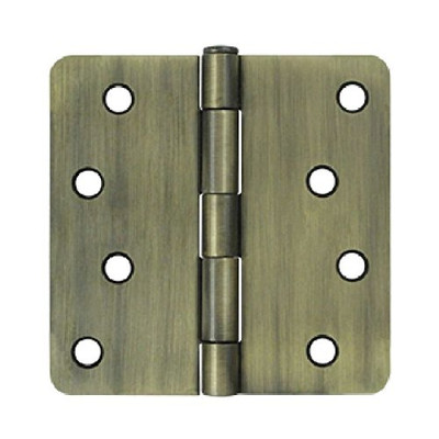 Deltana S44R45 4 in. x 4 in. x 0.25 in. Radius Steel Hinge w Ball Tips - Pair (Set of 10) (Antique Brass)