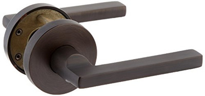 Baldwin FDSQUCRR112  Reserve Full Dummy Lockset x Square with Contemporary Round Rose in Aged Bronze Finish