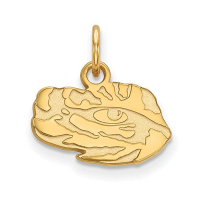 LogoArt GP061LSU NCAA Lsu Tigers 3/8 XS Gold Plated Sterling Silver Tiger Eye Pendant, One Size