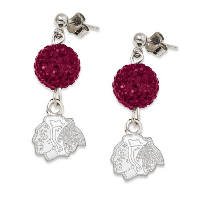Logo Art BLA069ERB-SS Chicago Blackhawks S/S CHICAGO BLACKHAWKS CRYSTAL OVATION EARRINGS