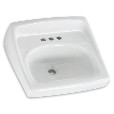 American Standard 356.028.020 0 Lucerne Wall-Mount Lavatory Sink with 8-Inch Faucet Spacing for Exposed Bracket Support, White