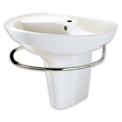 American Standard 268.444.020 0 Ravenna Wall-Mount Pedestal Sink with 4-Inch Faucet Holes, White