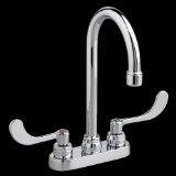 American Standard 7500.145.002  Monterrey Centerset 0.5 Gpm Lavatory Faucet with Gooseneck Spout and VR Metal Lever Handles Less Drain, Polished Chrome