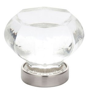 Emtek 86010US14 86010 Old Town 1" Clear Crystal Mushroom Cabinet Knob with Solid Brass Ros, Polished Nickel