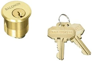 Baldwin 8323060 8323 1-1/4 Inch Mortise Cylinder C Keyway, Satin Brass and Brown