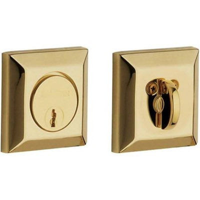 Baldwin 8254031 8254 2.75" Squared Style Single Cylinder Deadbolt, Non-Lacquered Brass