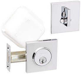 Baldwin 8220260 8220 Santa Monica Contemporary Square Single Cylinder Deadbolt, Polished Chrome