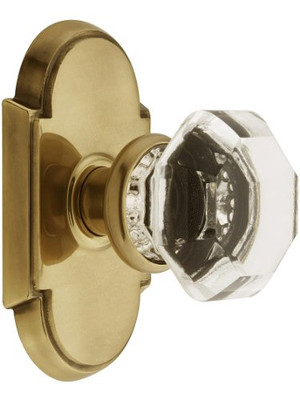 Emtek 8208OTUS7 Arched Rosette Set With Old Town Crystal Knobs Privacy In Antique Brass. Doorsets.