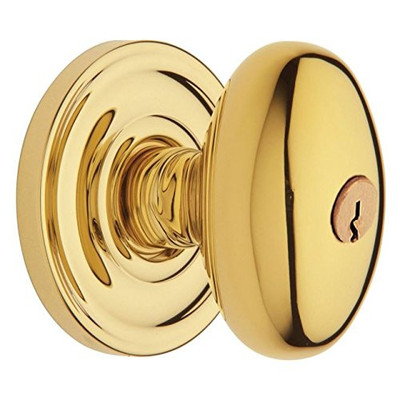 Baldwin 5228031ENTR 5228.ENTR Egg Style Single Cylinder Keyed Entry Door Knob Set with Egg R, Non-Lacquered Brass