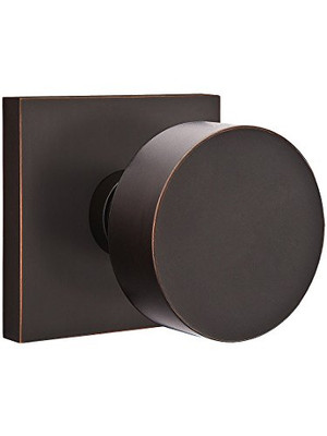 Emtek 5110ROUUS10B Square Rosette Door Set With Disc Knobs Passage in Oil Rubbed Bronze