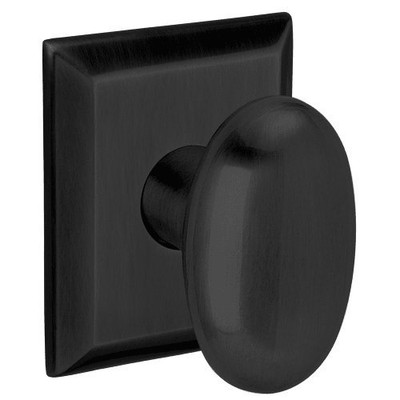 Baldwin 5024190MR 5024.MR Pair of Oval Estate Door Knobs without Rosettes, Satin Black