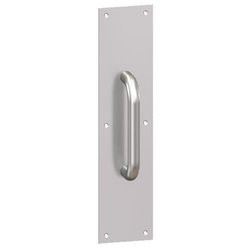 HAGER 33E41632D 33E-4x16 4" x 16" Square Corner 0.050" Gauge Pull Plate with 3/4" Round Wr, Satin Stainless