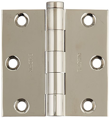 Baldwin 1030055I  Square Mortise Hinge, Lifetime Bright Nickel