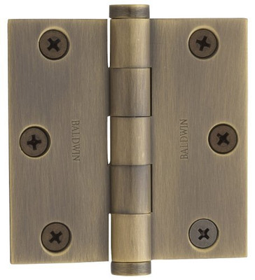 Baldwin 1030050I  Square Mortise Hinge, Antique Brass