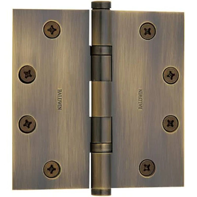 Baldwin 1046003I  Square Ball Bearing Mortise Hinge, Lifetime Brass