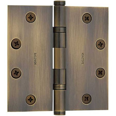 Baldwin 1046050I  Square Ball Bearing Mortise Hinge, Antique Brass