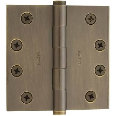 Baldwin 1040055INRP  Square Mortise Hinge with Non Removable Pin, Lifetime Bright Nickel