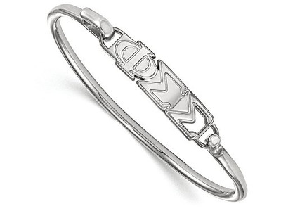 LogoArt SS009PSS-7 Sterling Silver LogoArt Phi Sigma Sigma Small Hook and Clasp Bangle