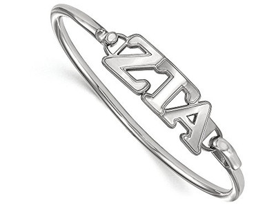 LogoArt SS009ZTA-7 Sterling Silver LogoArt Zeta Tau Alpha Small Hook and Clasp Bangle