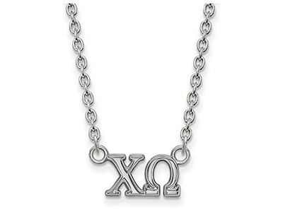 LogoArt SS007CHO-18 Chi Omega Medium Pendant w/Chain with 18 Inch Chain