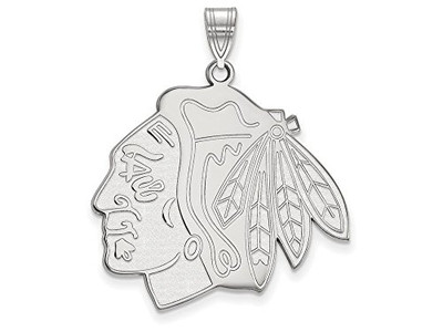 LogoArt SS005BLA Chicago Blackhawks Extra Large (1 Inch) Pendant (Sterling Silver)