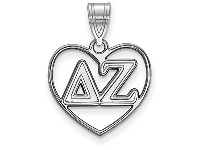Sororities SS008DZ Sterling Silver LogoArt Delta Zeta Heart Pendant