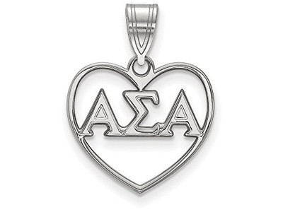 Sororities SS008ASI Sterling Silver LogoArt Alpha Sigma Alpha Heart Pendant
