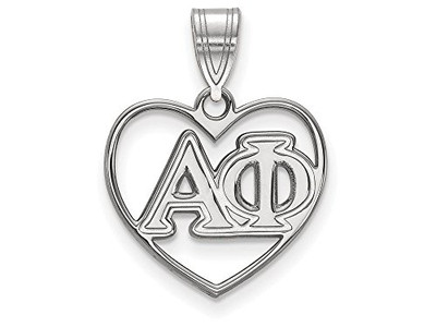 Sororities SS008APH Sterling Silver LogoArt Alpha Phi Heart Pendant