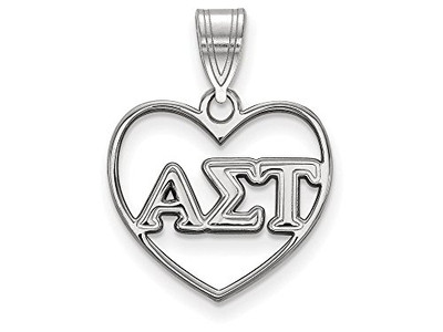Sororities SS008ALS Sterling Silver LogoArt Alpha Sigma Tau Heart Pendant
