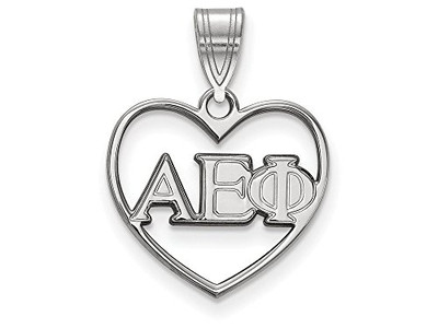 Sororities SS008AEP Sterling Silver LogoArt Alpha Epsilon Phi Heart Pendant