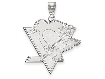 LogoArt SS005PEN Pittsburgh Penguins Extra Large (1 Inch) Pendant (Sterling Silver)