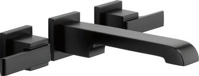 Delta T3567LFBLWL Faucet Two Handle Wall Mount Bathroom Faucet Trim, Matte Black