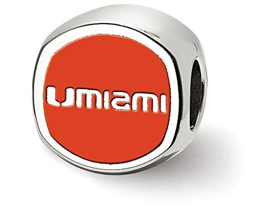 LogoArt SS501UMF University Of Miami U Cushion Shaped Double Logo Bead Charm