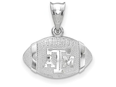 LogoArt SS506TAM Sterling Silver LogoArt Texas A&M University 3D Football with logo pendant
